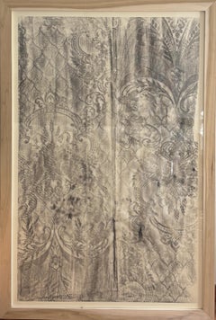 Frammento CN - Disegno a carboncino su carta da disegno, 2025, cornice in legno massiccio