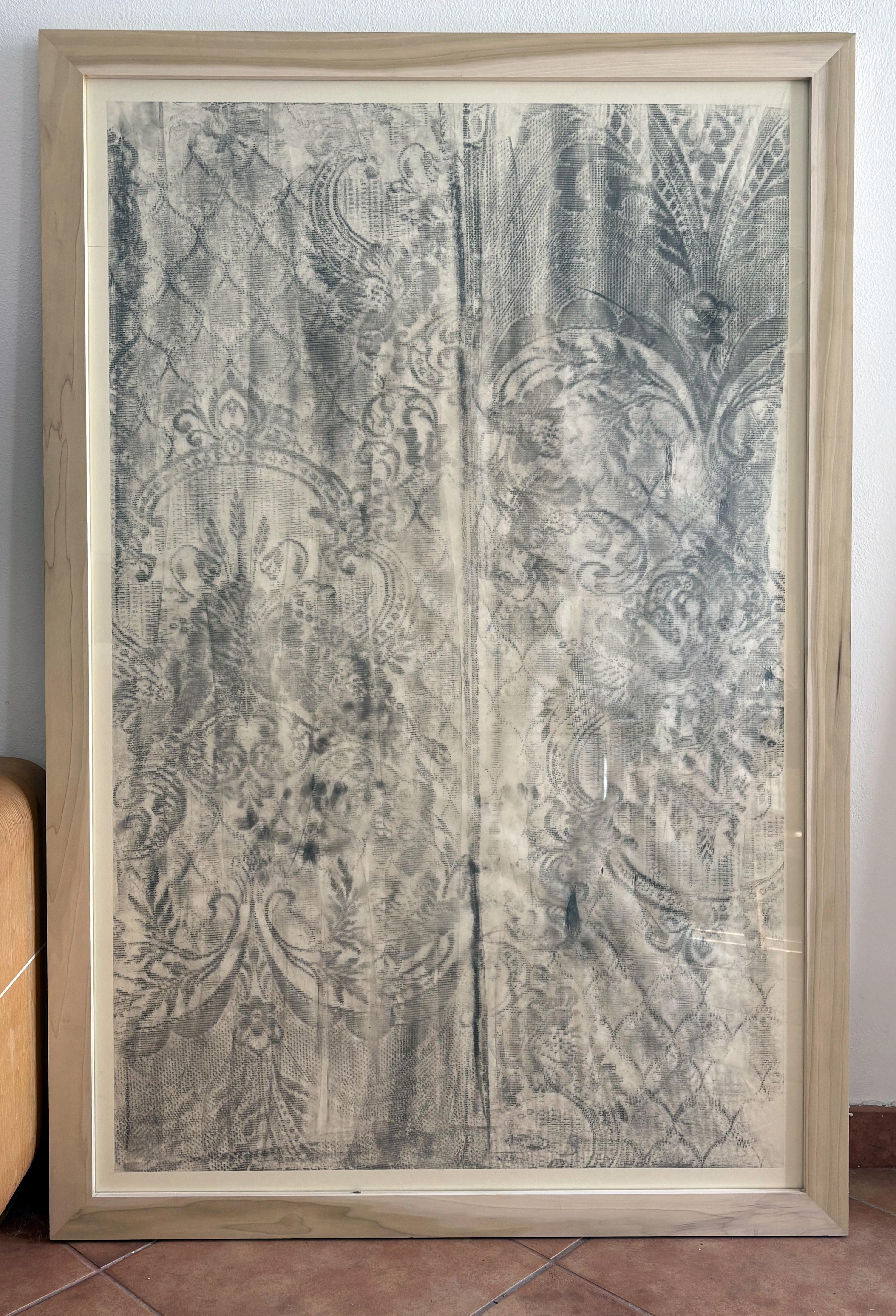 Frammento CN – Charcoal Drawing on Drafting Paper, 2025, Solid Wood Frame - Contemporary Painting by Marilina Marchica