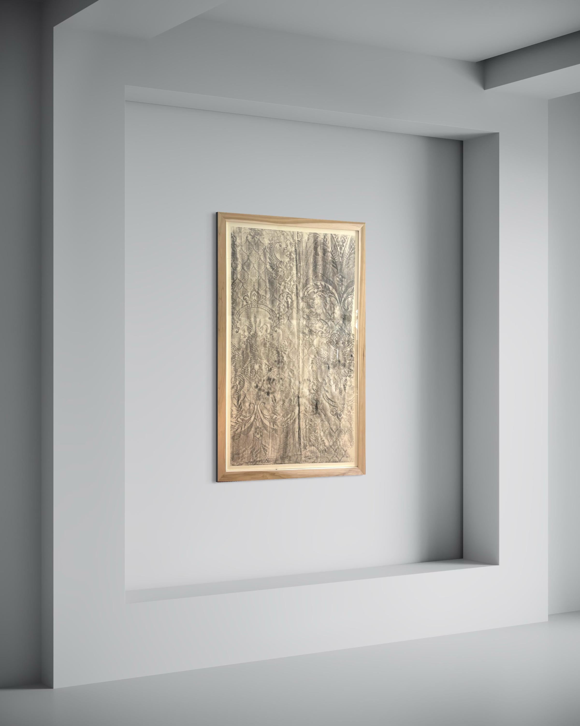 Frammento CN – Charcoal Drawing on Drafting Paper, 2025, Solid Wood Frame For Sale 5