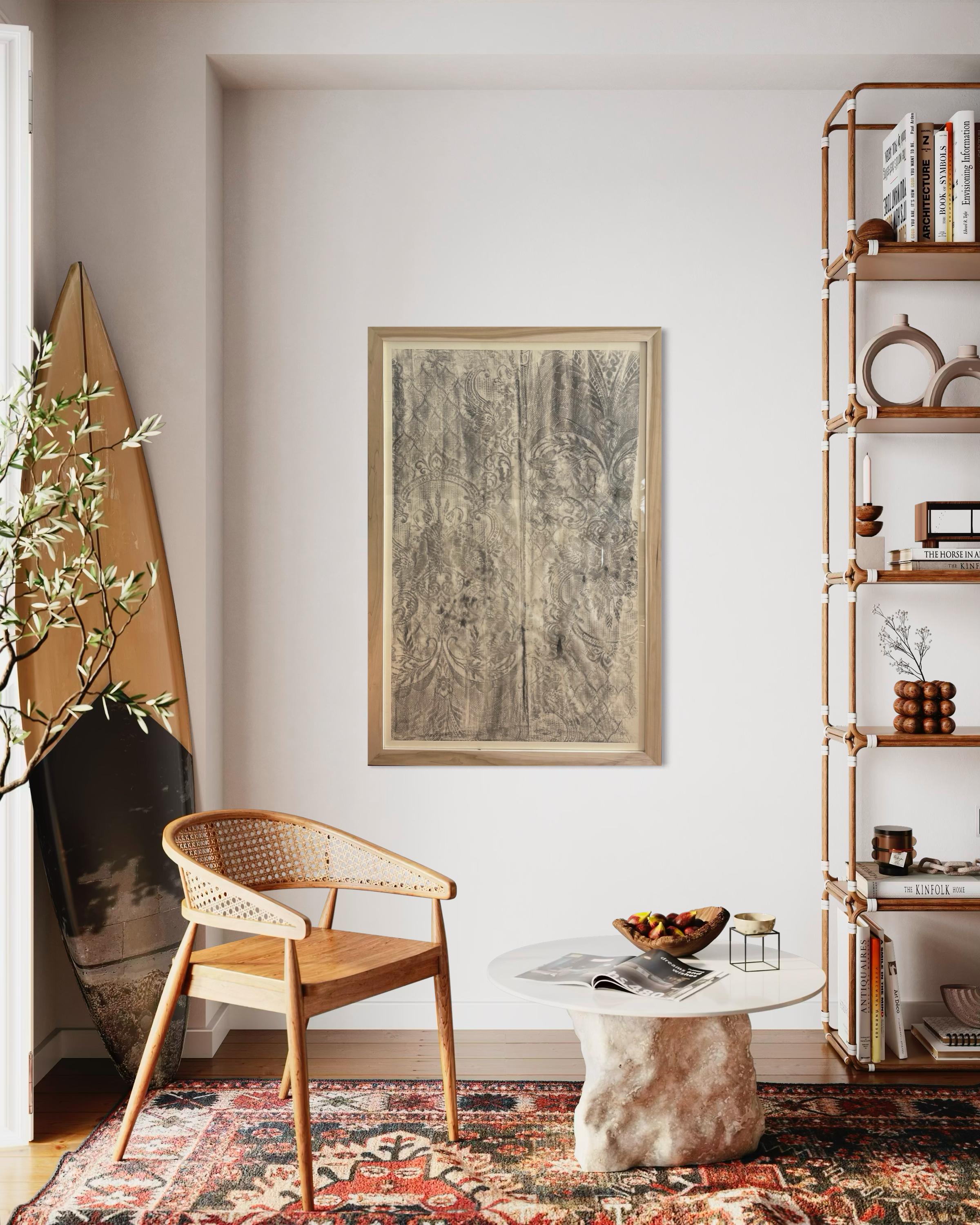 Frammento CN – Charcoal Drawing on Drafting Paper, 2025, Solid Wood Frame For Sale 3