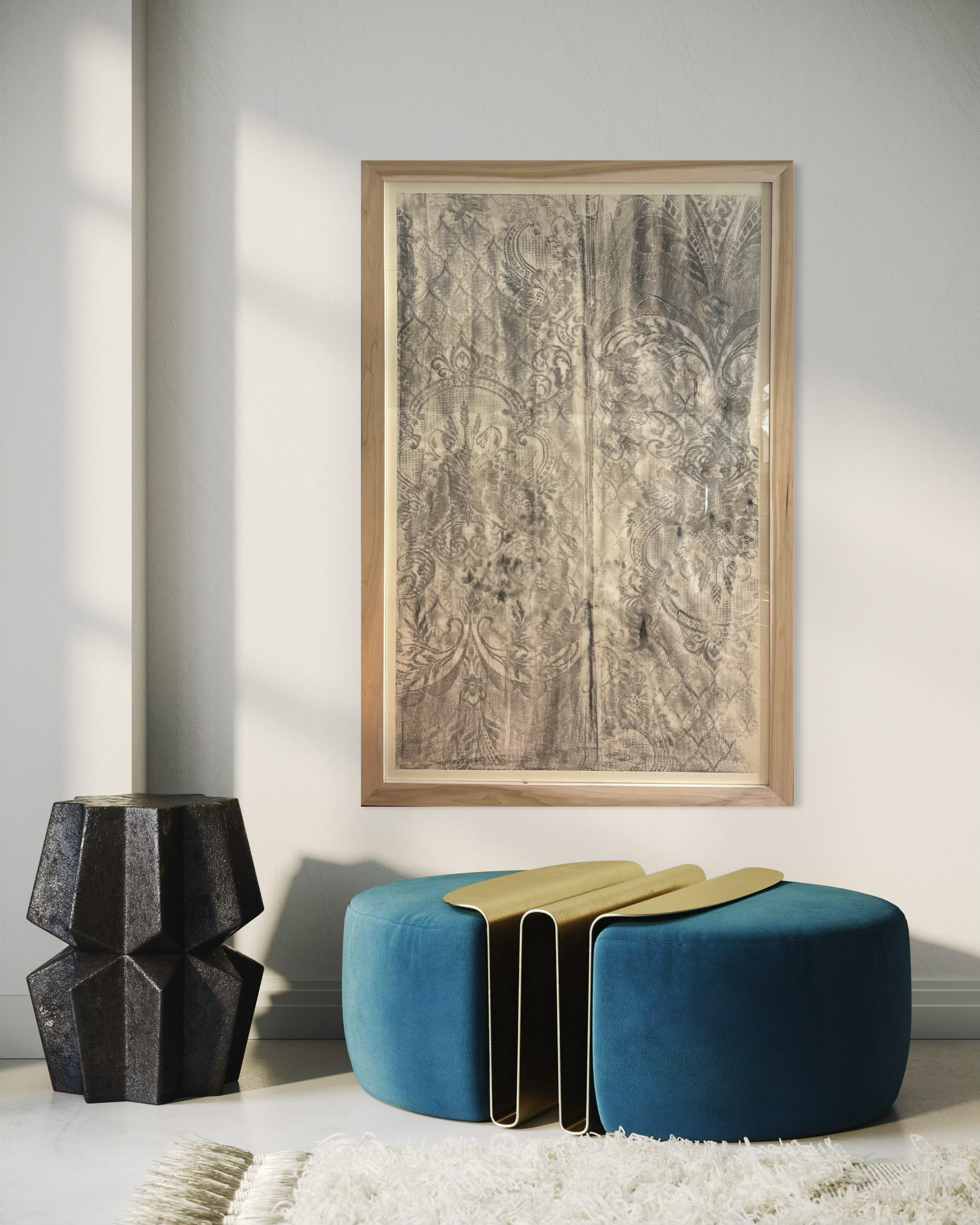 Frammento CN – Charcoal Drawing on Drafting Paper, 2025, Solid Wood Frame For Sale 7