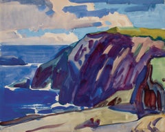 Cliffs at Paramé, France, 20th century seascape & landscape watercolor