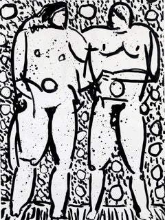 Adam and Eve, 20th century figural nude drawing, New York artist 