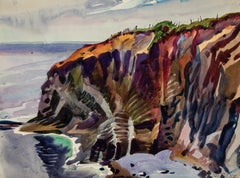 Cliffs near Paramé, France, vibrant seascape & landscape watercolor