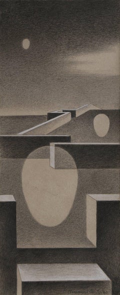 Study for Worlds Beyond - Surrealist graphite drawing, Ohio artist 