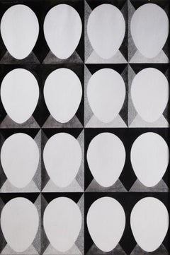 "Persone" - Disegno geometrico astratto in bianco e nero della metà del secolo scorso