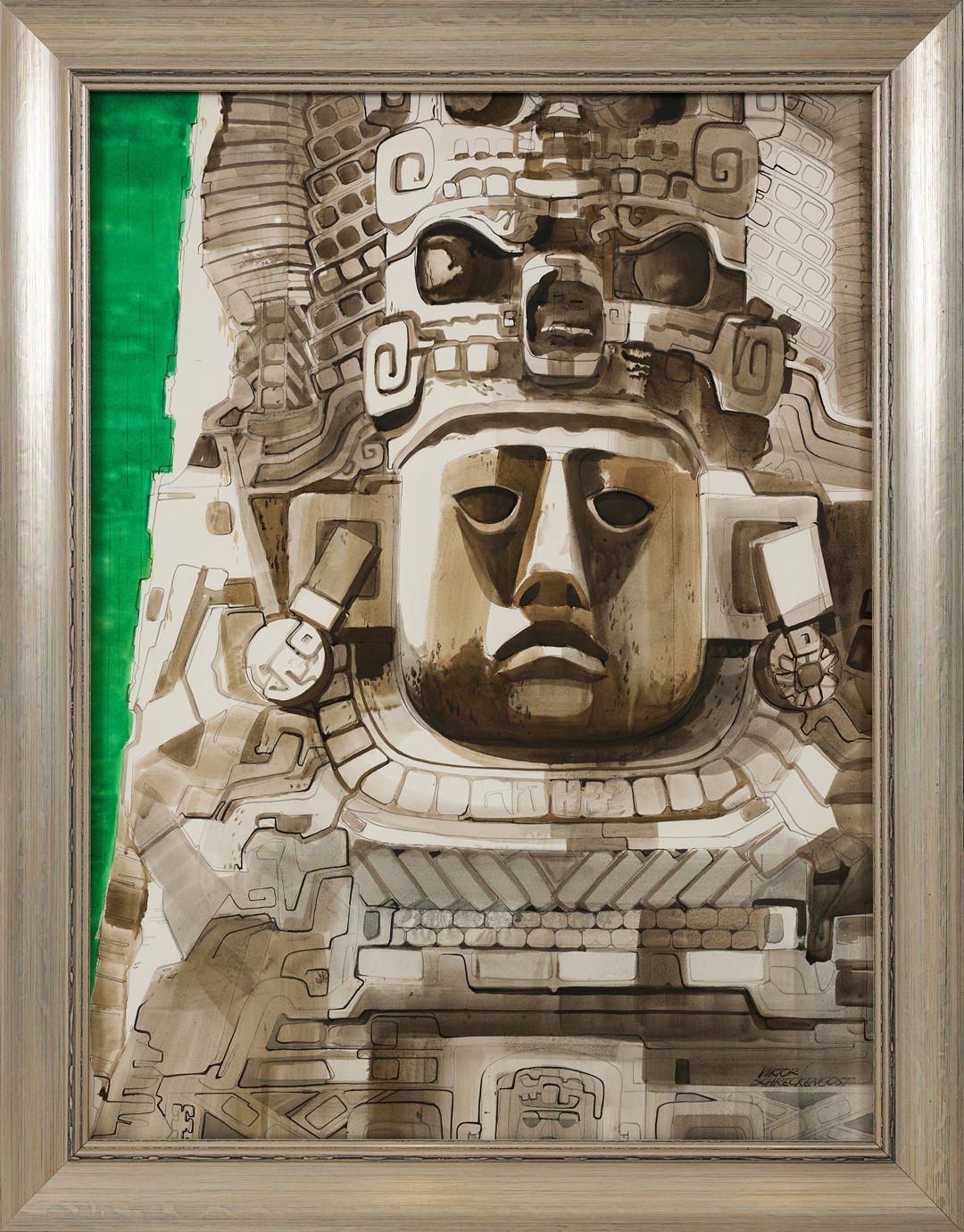 Maya, Acuarela grande del siglo XX, Viktor Schreckengost