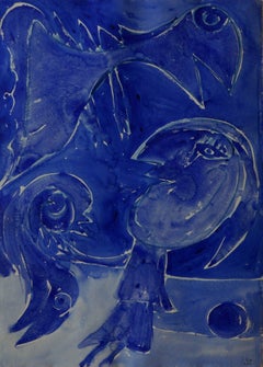 The Blue Earth II, CoBrA movement, Mid-20th Century Danish Watercolor