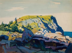 Headland & Rocks, White Island, Maine, early 20th century watercolor