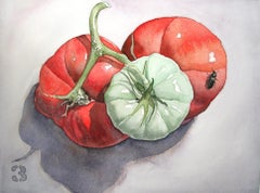 Vegetable Still Life No. 3, Contemporary watercolor by Ohio trompe l'oeil artist