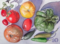 Vegetable Still Life No. 10 Contemporary watercolor by Ohio trompe l'oeil artist