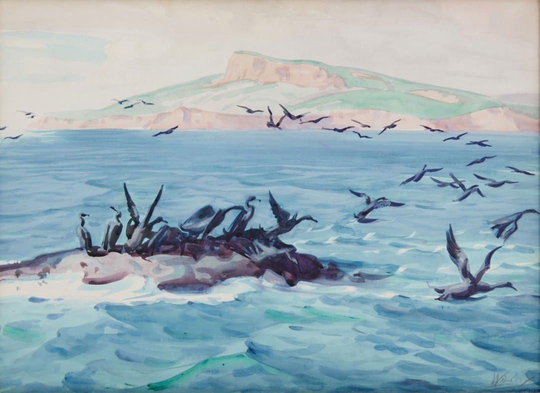 Frank Nelson Wilcox (Americano, 1887-1964)
Cormorant Rock, Gaspé, Canada
Acquerello su cartoncino Whatman
Firmato in basso a destra
22 x 30 pollici
29 x 37,5 pollici

Frank Nelson Wilcox (3 ottobre 1887 - 17 aprile 1964) è stato un artista americano