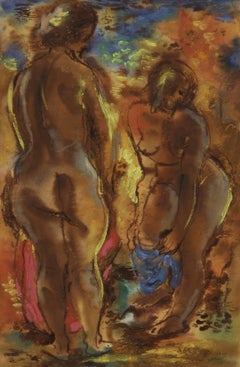 Early 20th Century of Two Nude Women in Paris, Cleveland School Artist