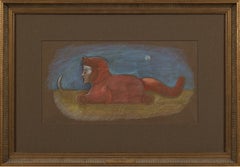 Sphinx and Moon (Self Portrait) 1980s Pastel, Cleveland School Artist