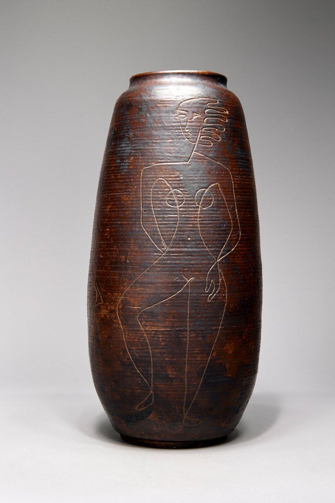 Jacobson (20th Century) - Mid-Century Ceramic Portrait Vase - Art by Unknown