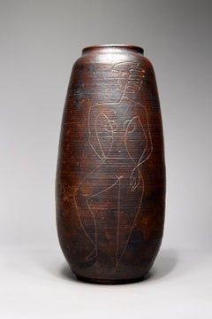 Jacobson (20th Century) - Mid-Century Ceramic Portrait Vase