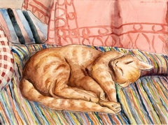 Sleeping Cat, Early 20th Century, Cleveland School Artist