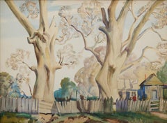 Two Old Pecan Trees, Early 20th Century Landscape, 1st Place May Show Winner