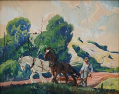 Plowman, Brecksville, Ohio, paysage de ferme du début du 20e siècle, Cleveland School