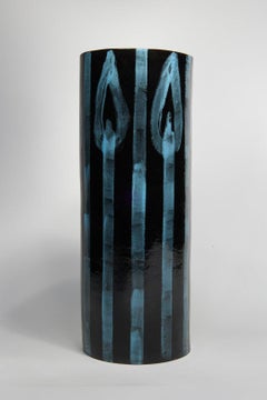 Large 20th Century Ceramic Vase w/ Flowers, French Artist