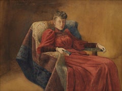Antique Portrait of Seated Woman Reading Julia Maud De Forest, Late 19th Century