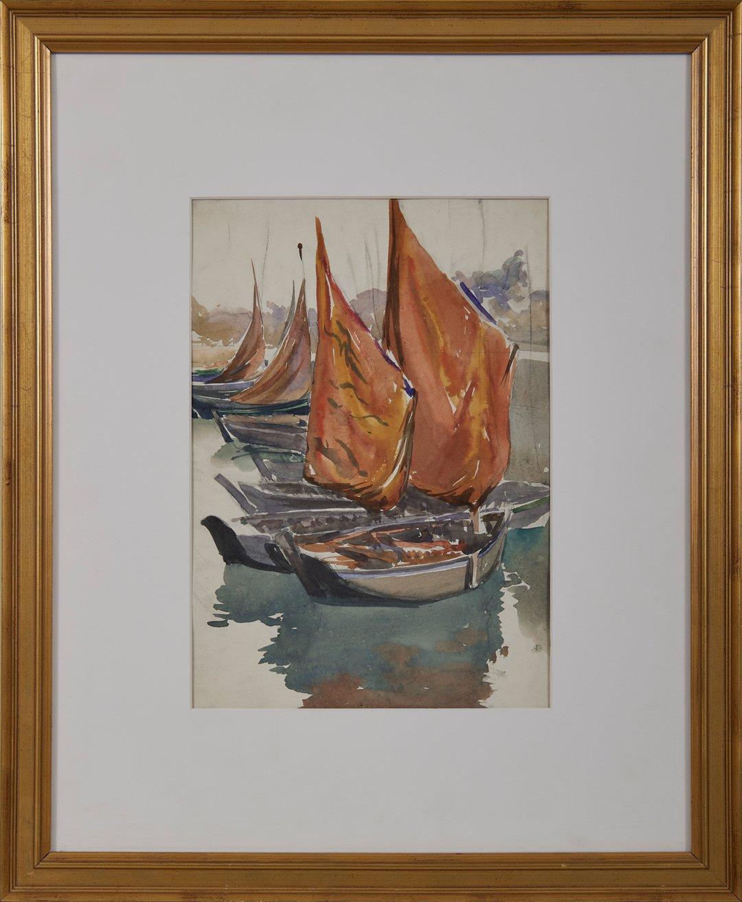 Bateaux au large de Concarneau, France, Début du 20e siècle Paysage marin, École de Cleveland