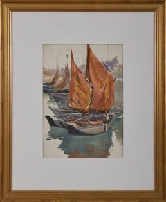 Barche al largo di Concarneau, Francia, Paesaggio marino dei primi del Novecento, Scuola di Cleveland