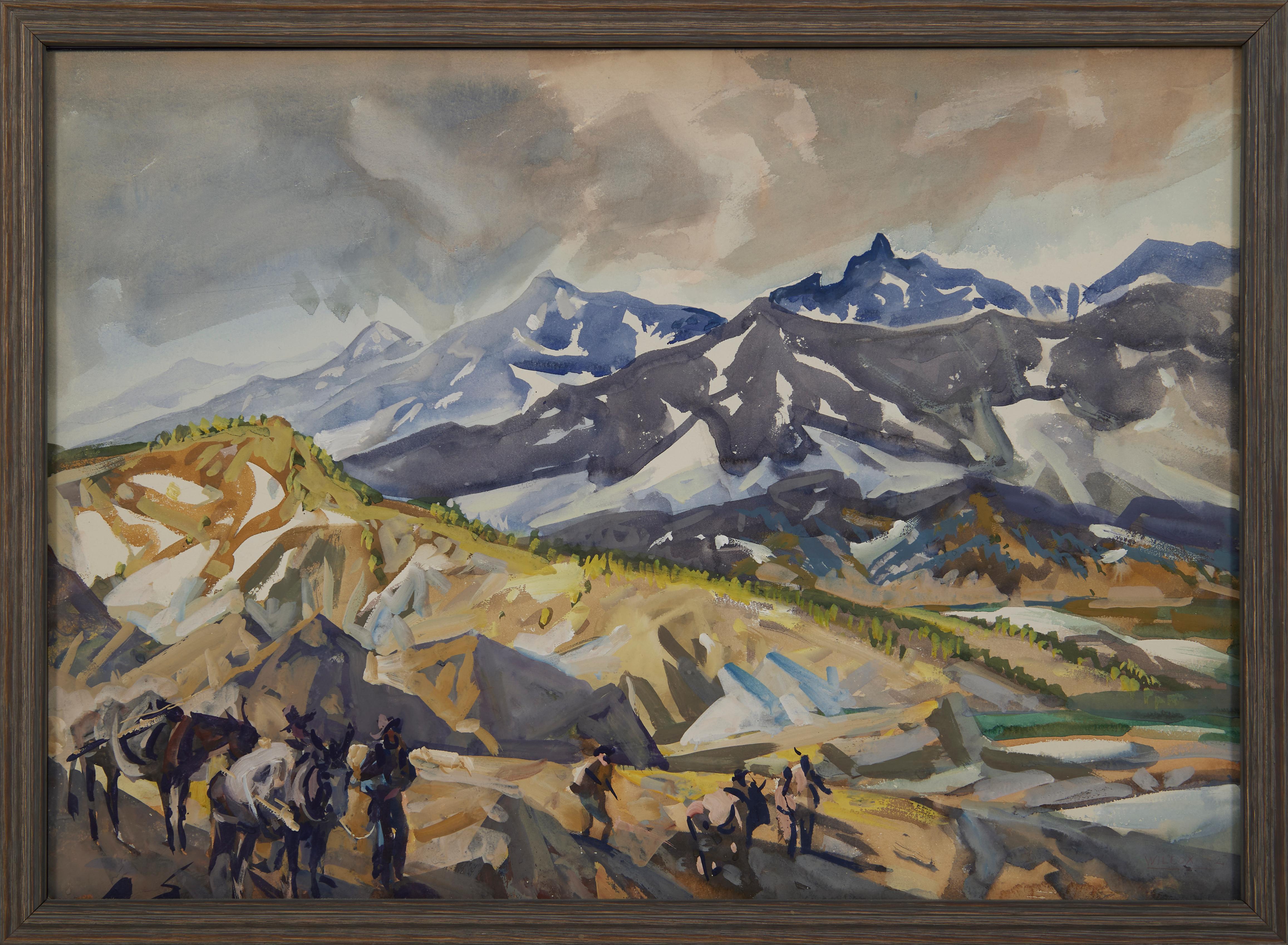 Au sommet, personnes traversant les montagnes, paysage de l'ouest du Montana