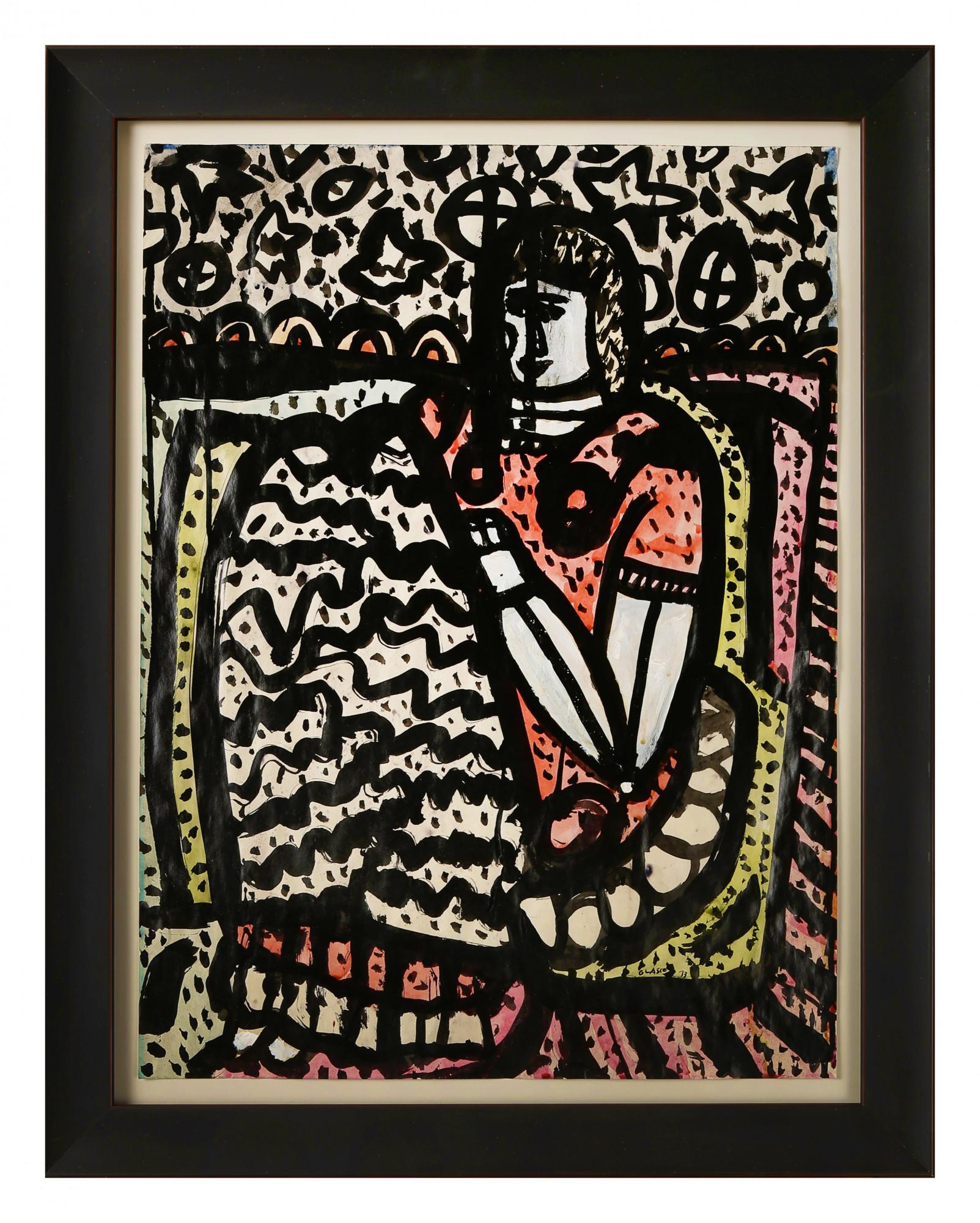 Joseph Glasco Figurative Painting - Woman with Blanket, Vibrant Abstract Expressionist Figural Work, New York Artist