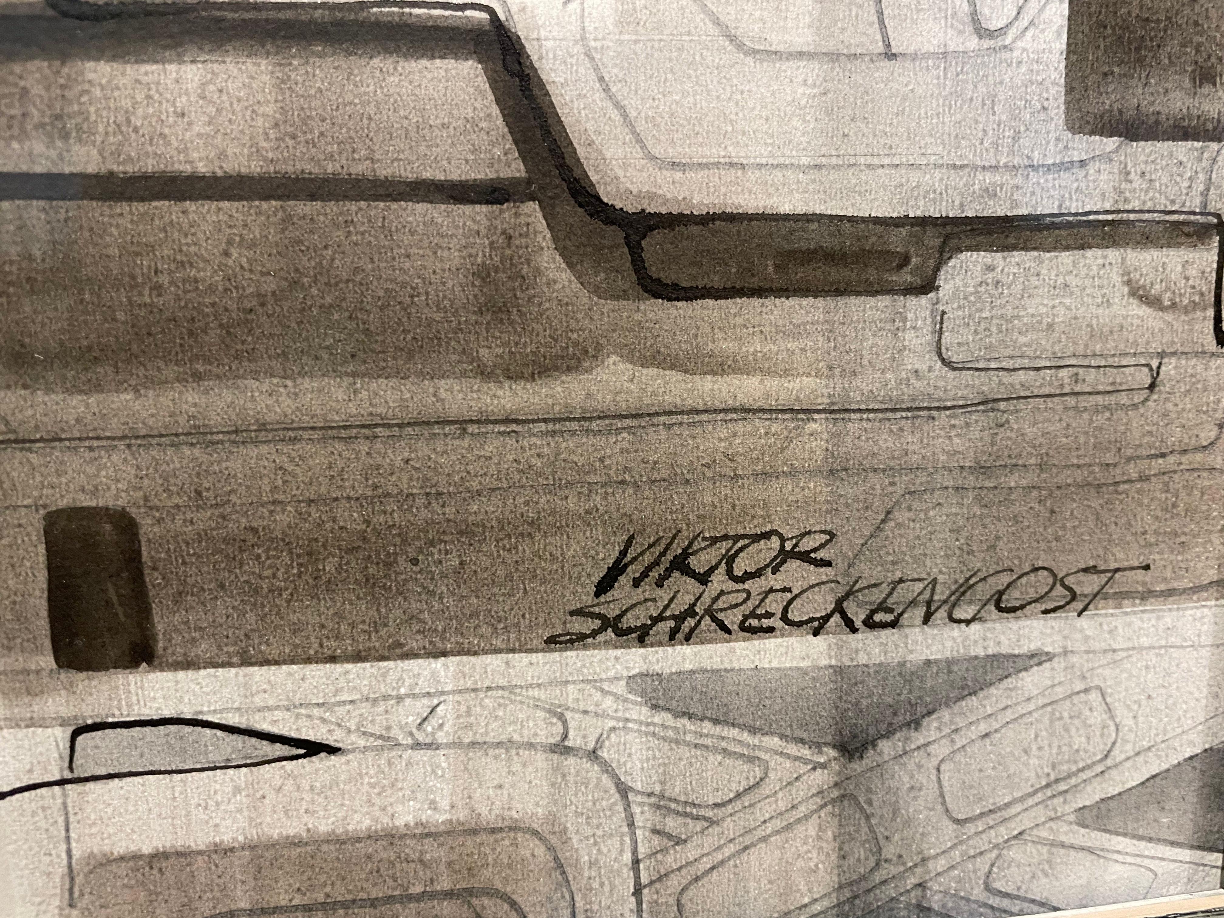 Grande aquarelle de Viktor Schreckengost datant du 20e siècle en vente 15