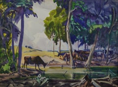 Kühe von Woodland Pond, Toledo, Ohio, Cleveland School, frühes 20. Jahrhundert