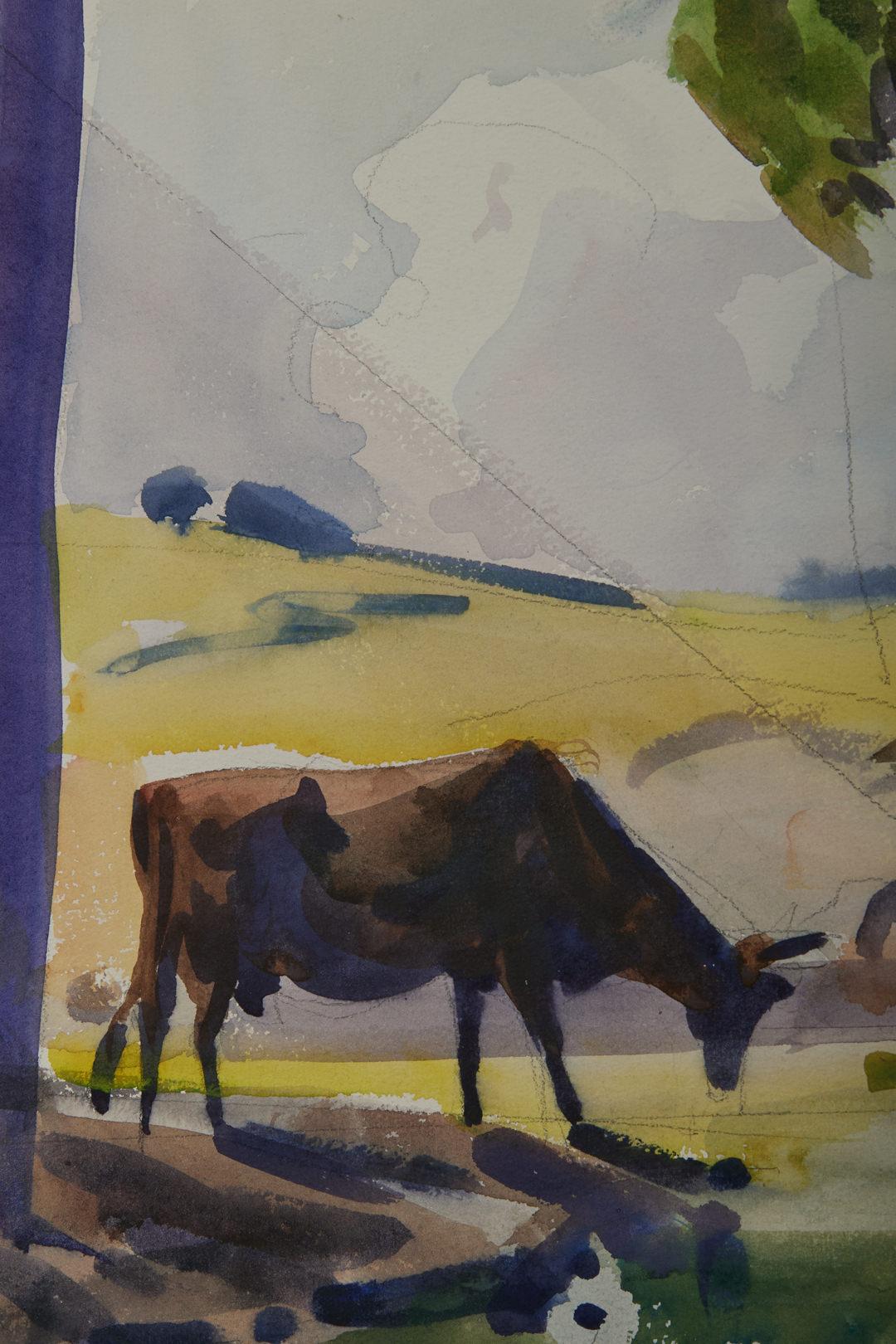 Cows by Woodland Pond, Toledo, Ohio, Early 20th Century Cleveland School - American Modern Art by Frank Wilcox