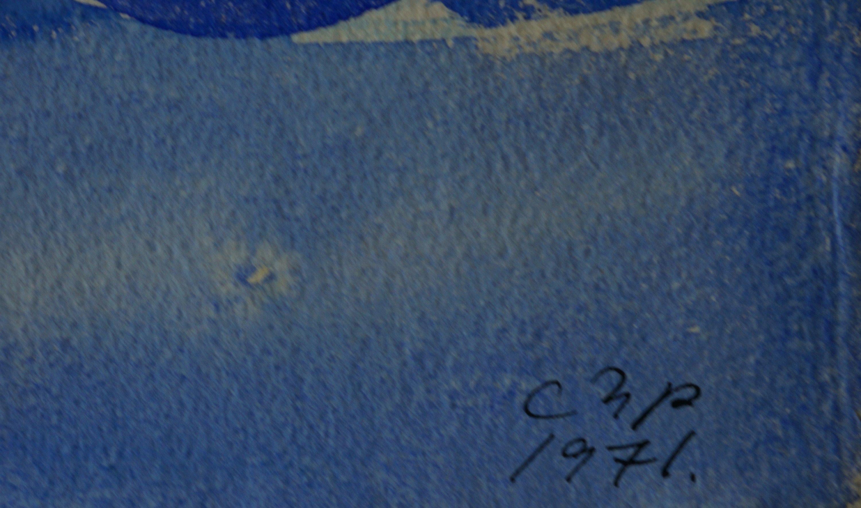 Carl-Henning Pedersen (Dänemark, 1913 - 2007) 
Die Blaue Erde II, 1971
Aquarell auf Papier
Signiert und datiert unten rechts, verso signiert, datiert und betitelt
30,5 x 21,5 Zoll

Carl-Henning Pedersen wurde 1913 in Kopenhagen geboren. Schon früh