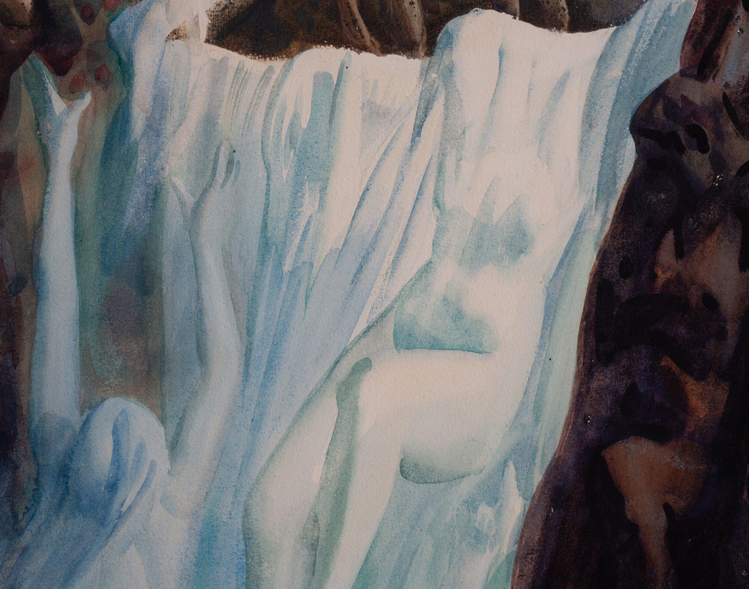 The Waterfall, mid-century watercolor landscape, Cleveland School Artist For Sale 1