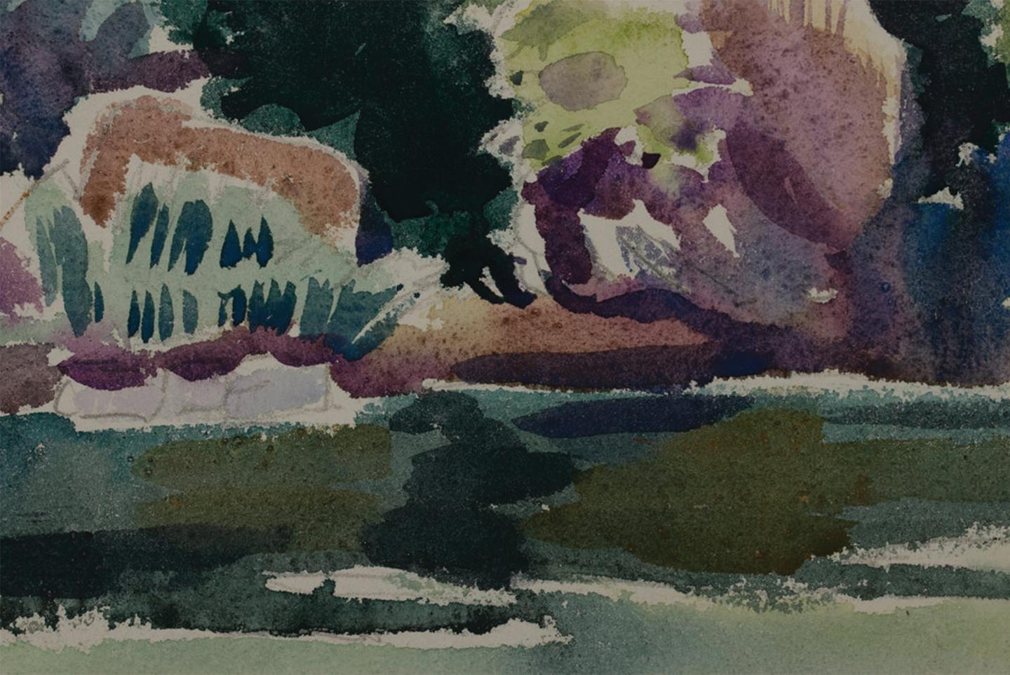 Summer Trees, 20th Century Landscape Watercolor Painting by Cleveland Artist For Sale 2