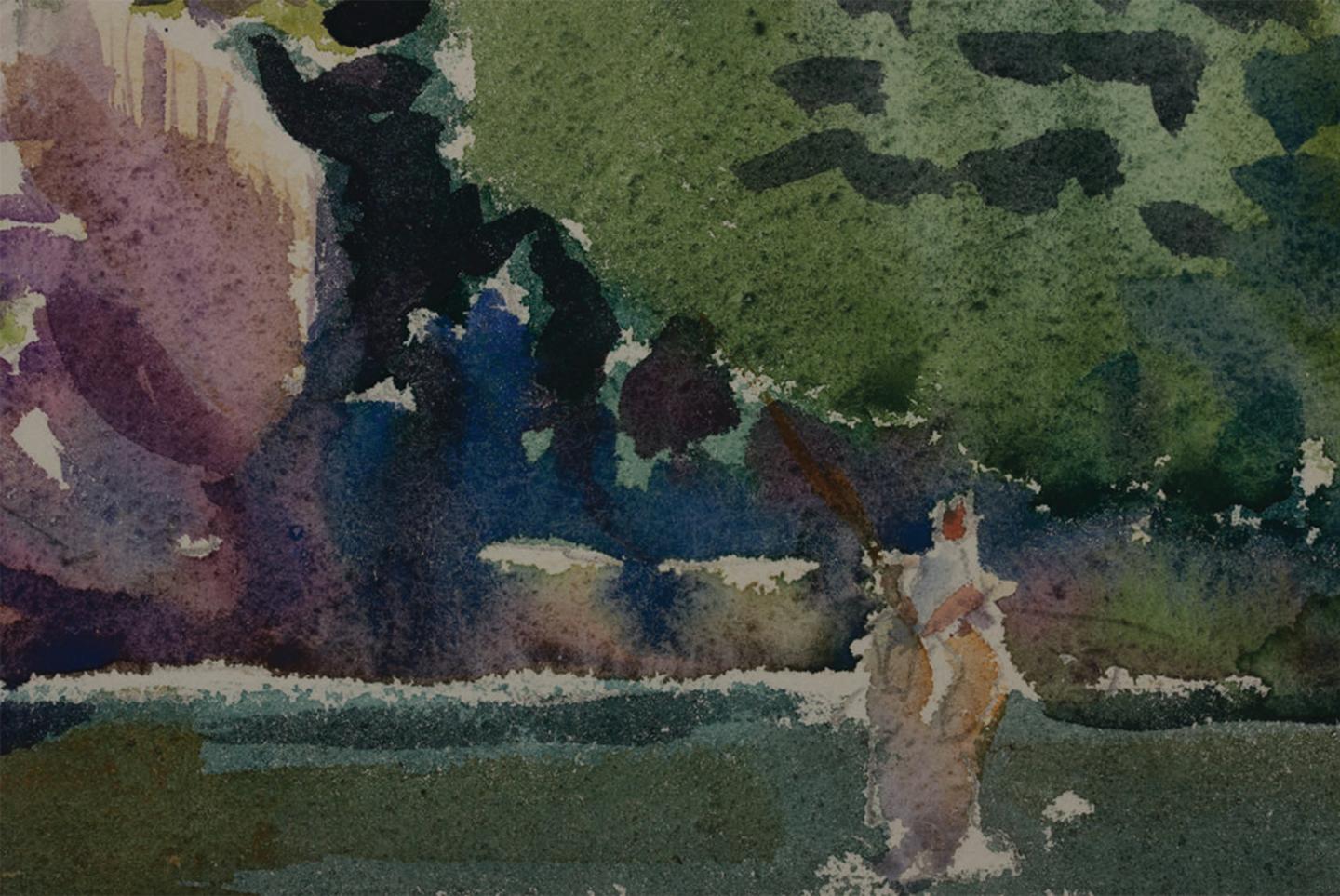 Sommerbäume, Landschafts-Aquarellgemälde des 20. Jahrhunderts des Künstlers aus Cleveland (Post-Impressionismus), Art, von Joseph O'Sickey