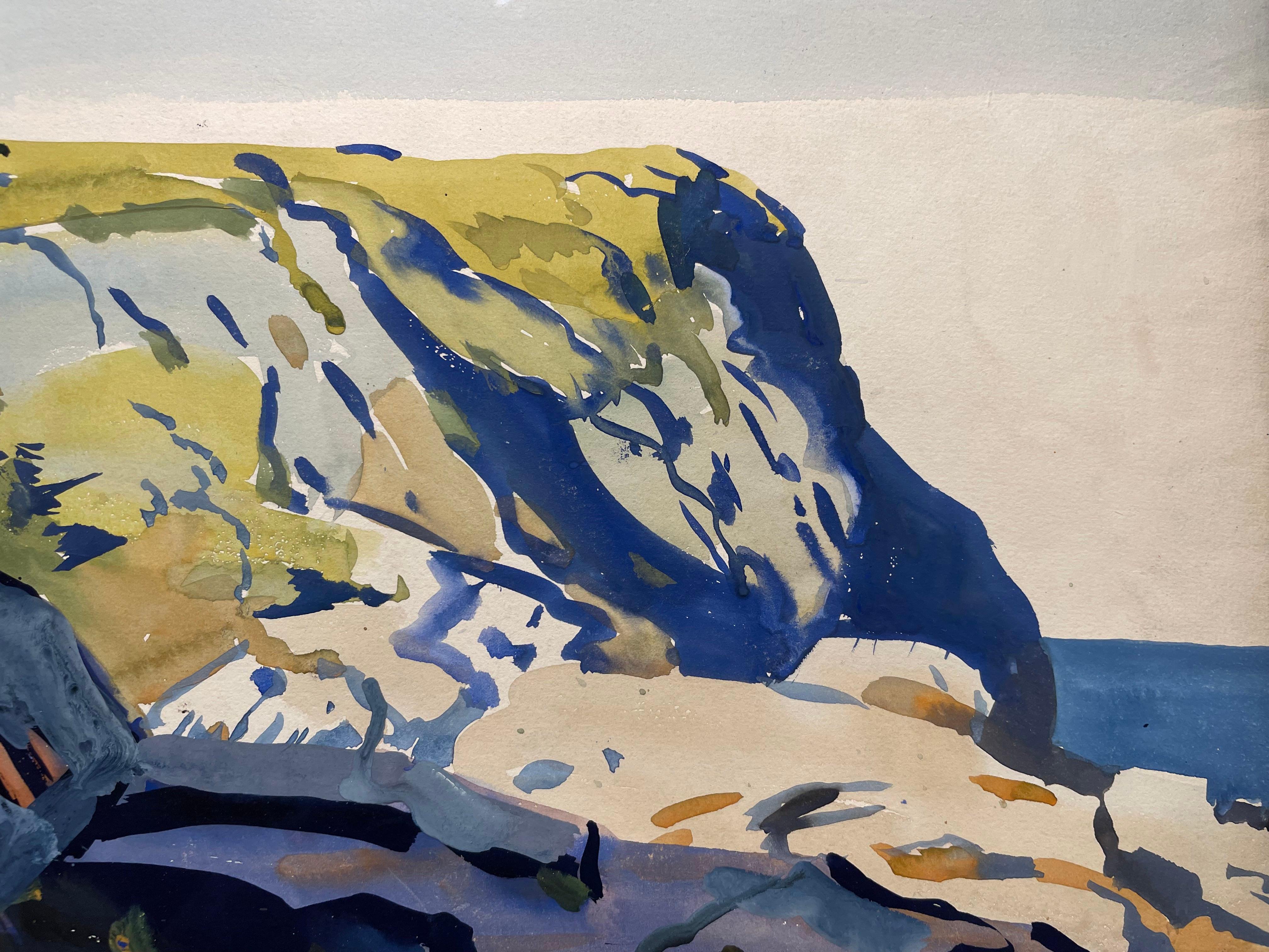 Headland & Rocks, White Island, Maine, early 20th century watercolor For Sale 6
