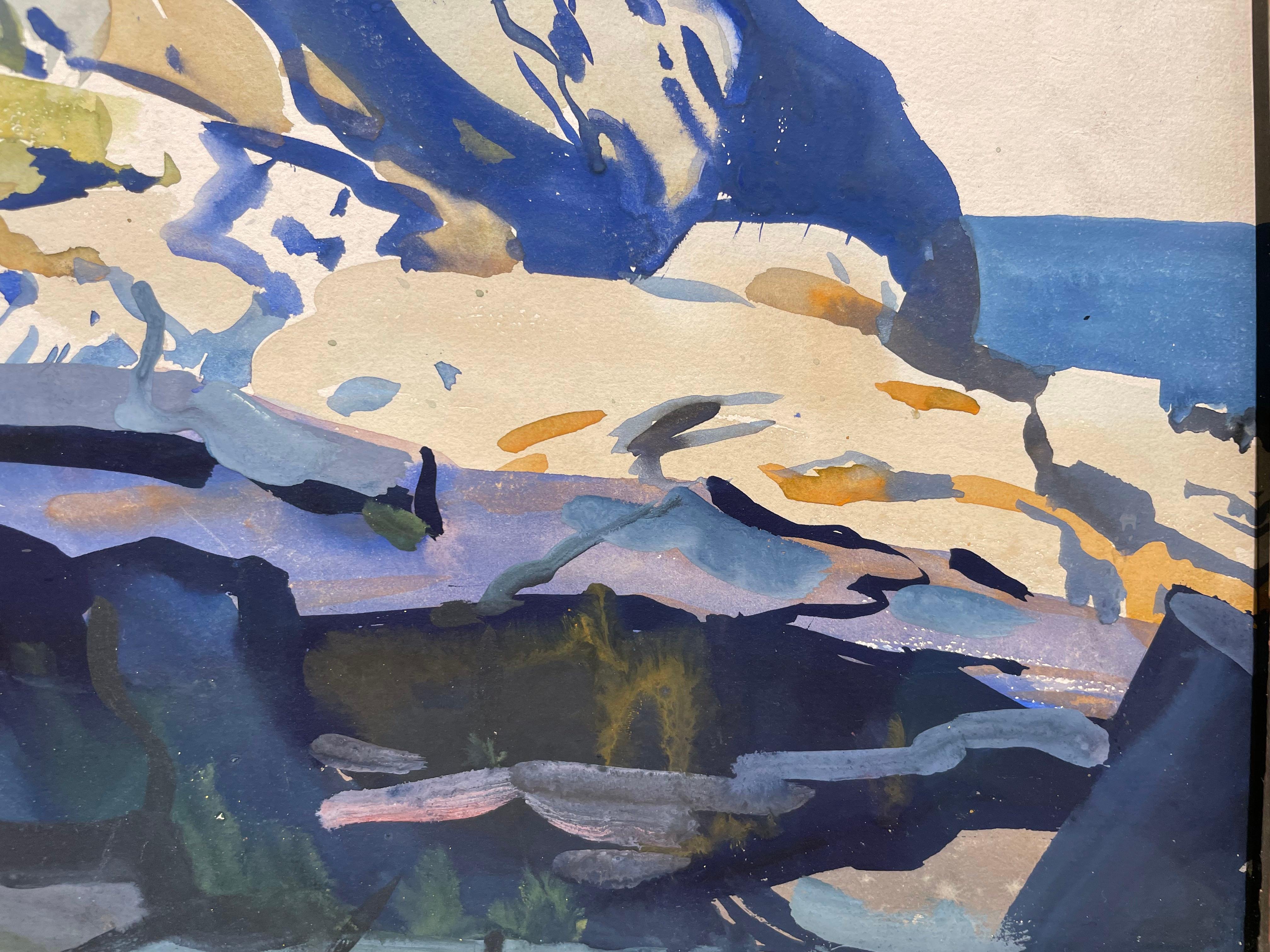 Headland & Rocks, White Island, Maine, early 20th century watercolor For Sale 4