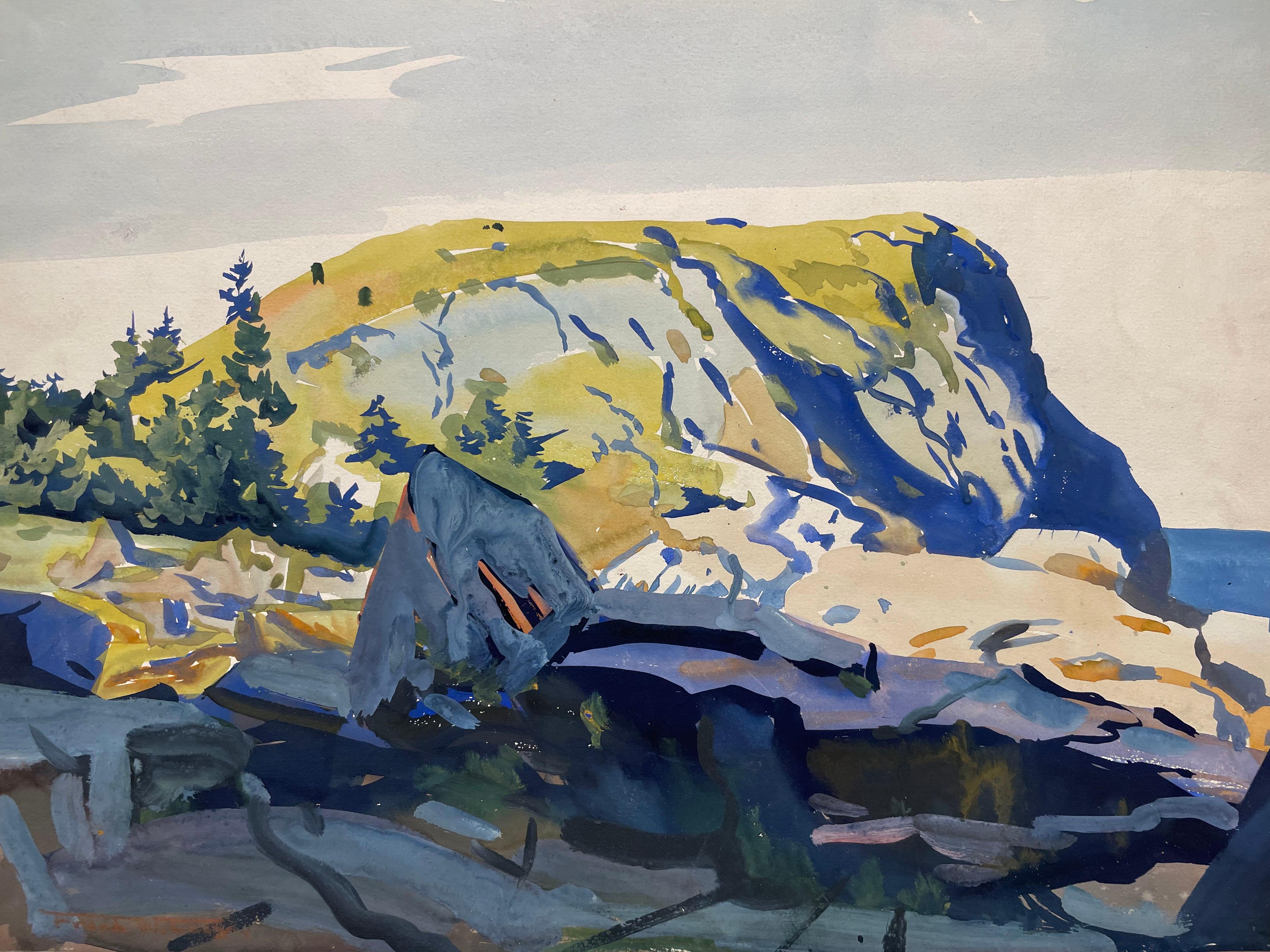 Headland & Rocks, White Island, Maine, early 20th century watercolor For Sale 5