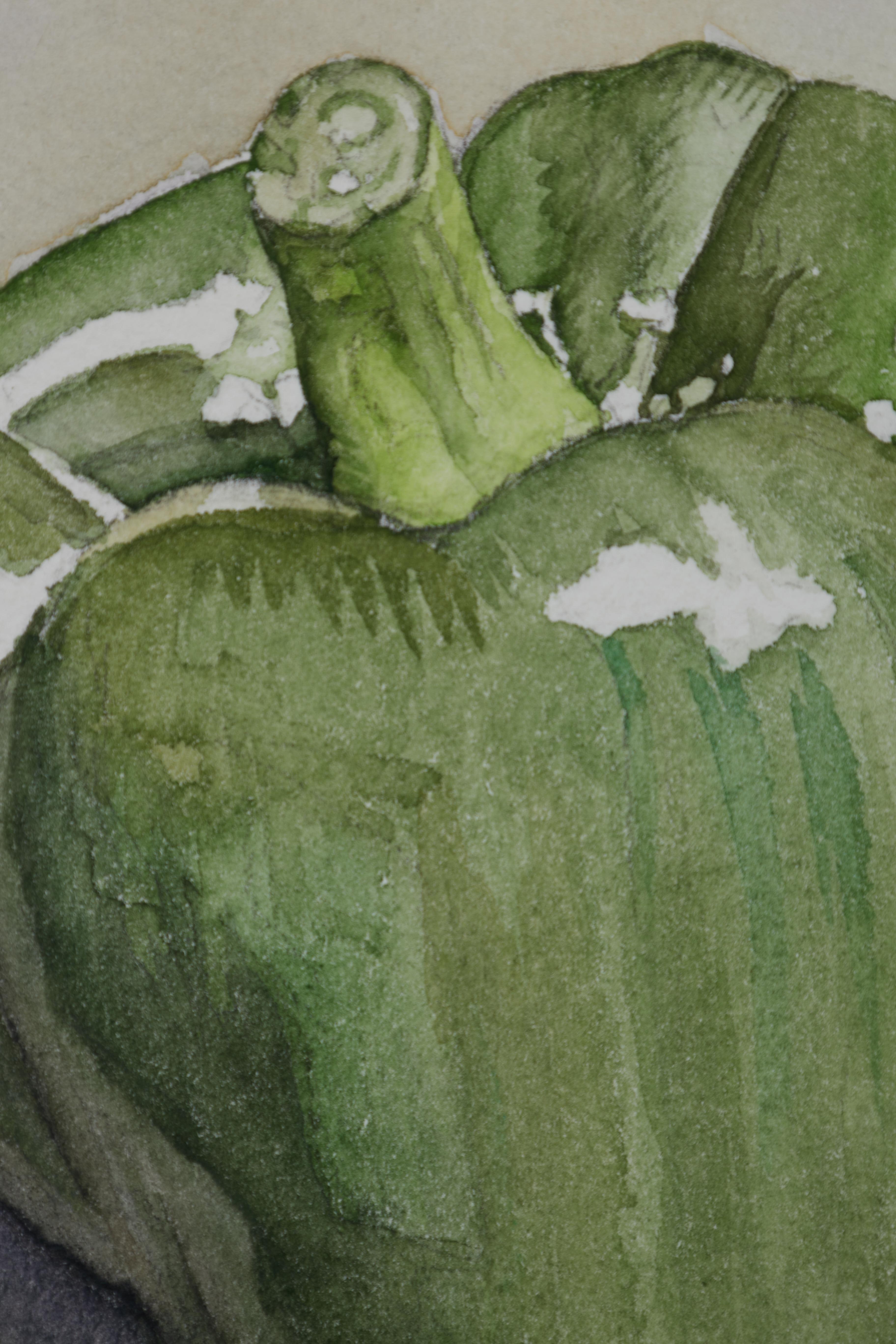 Vegetable Still Life No. 2, Contemporary watercolor by Ohio trompe l'oeil artist For Sale 1