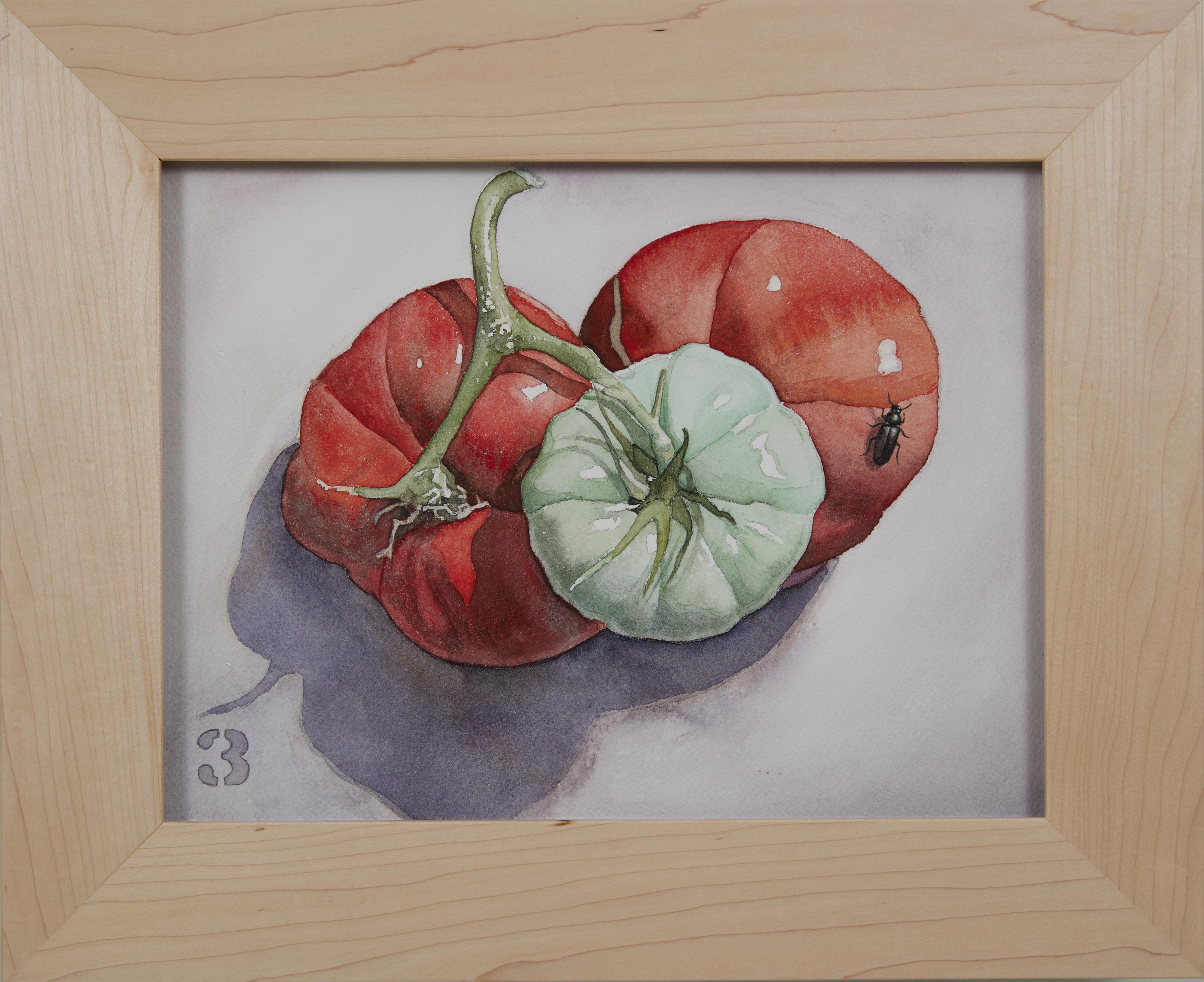 Vegetable Still Life No. 3, Contemporary watercolor by Ohio trompe l'oeil artist - Art by George Mauersberger