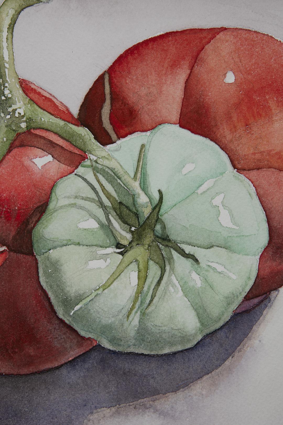 Vegetable Still Life No. 3, Contemporary watercolor by Ohio trompe l'oeil artist For Sale 2