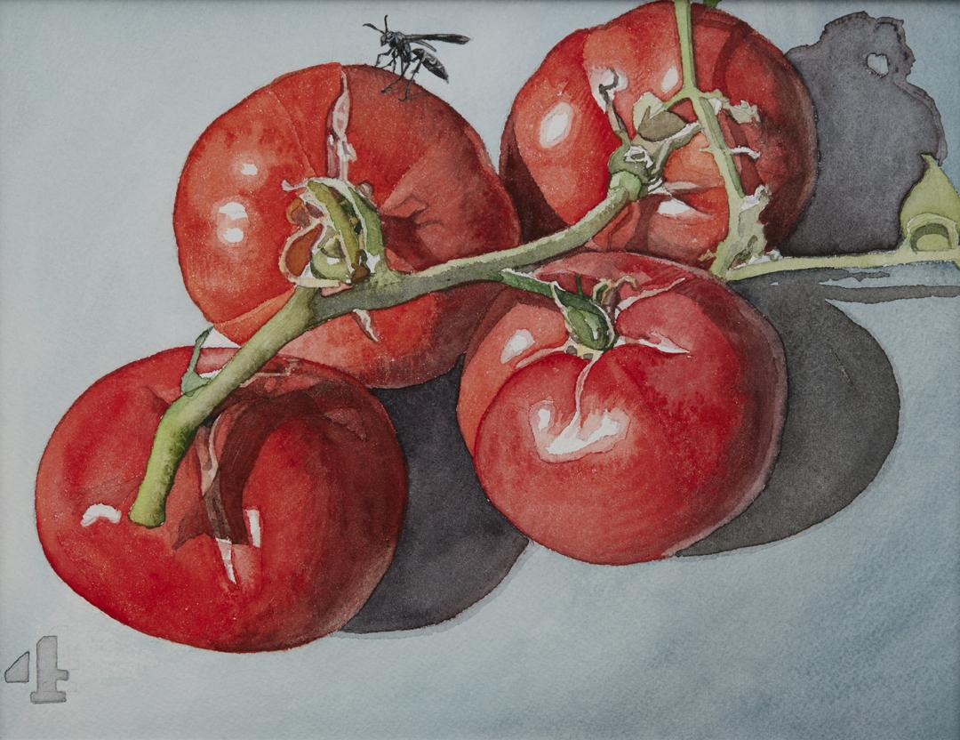 Vegetable Still Life No. 4, Contemporary watercolor by Ohio trompe l'oeil artist - Photorealist Art by George Mauersberger