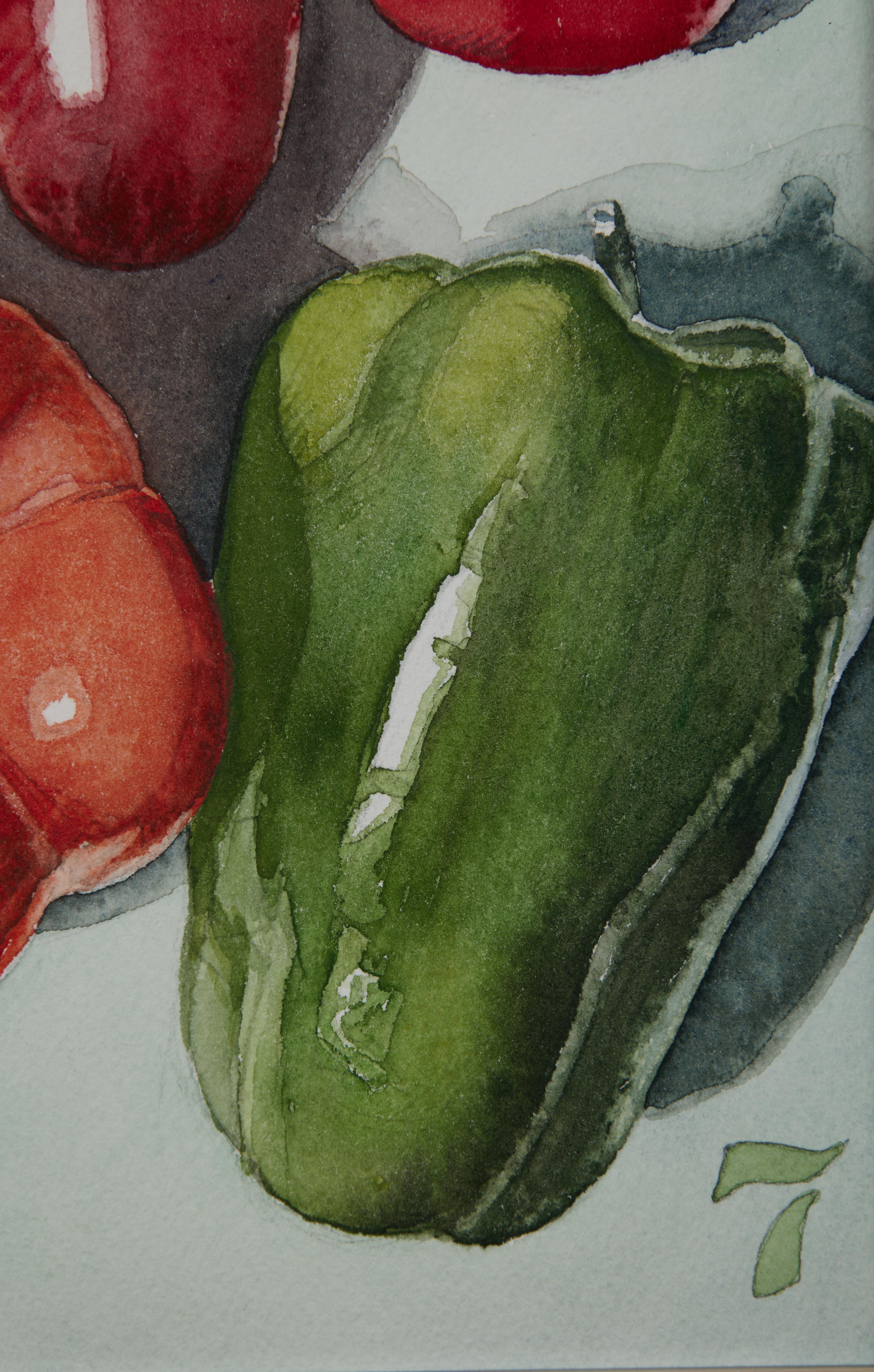 Vegetable Still Life No. 7, Contemporary watercolor by Ohio trompe l'oeil artist For Sale 2