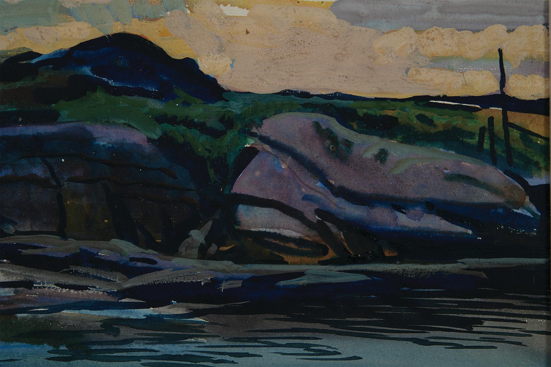 Frank Nelson Wilcox (Américain, 1887-1964)
Fisherman's Island, Boothbay, Maine, c. 1925
Aquarelle sur papier 
Signé en bas à gauche
15 x 20 pouces
20.75 x 25.75 pouces, encadré

Frank Nelson Wilcox (3 octobre 1887 - 17 avril 1964) était un artiste