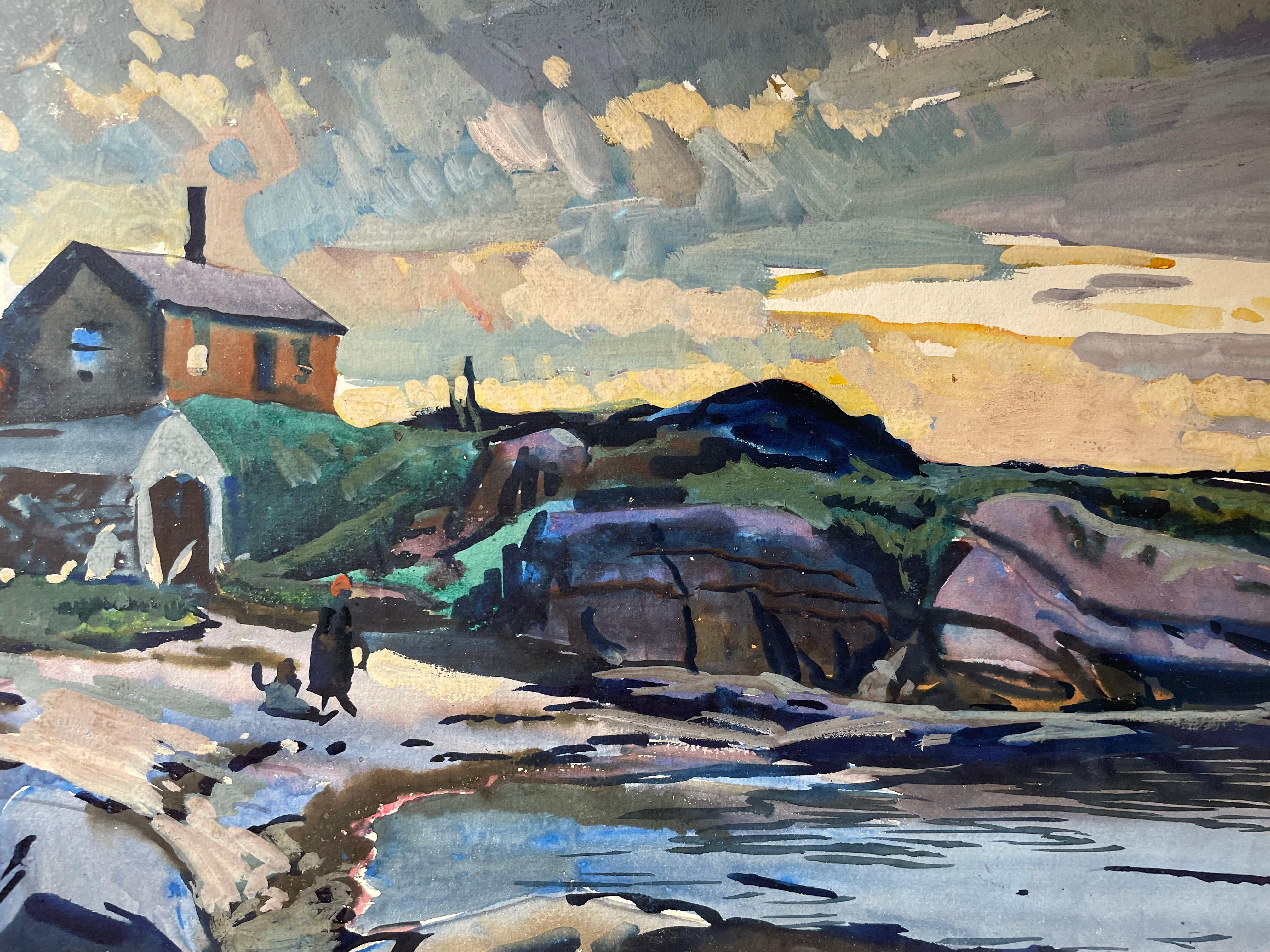 Fisherman's Island, Boothbay, Maine, Landschaftsaquarell des frühen 20. Jahrhunderts im Angebot 7