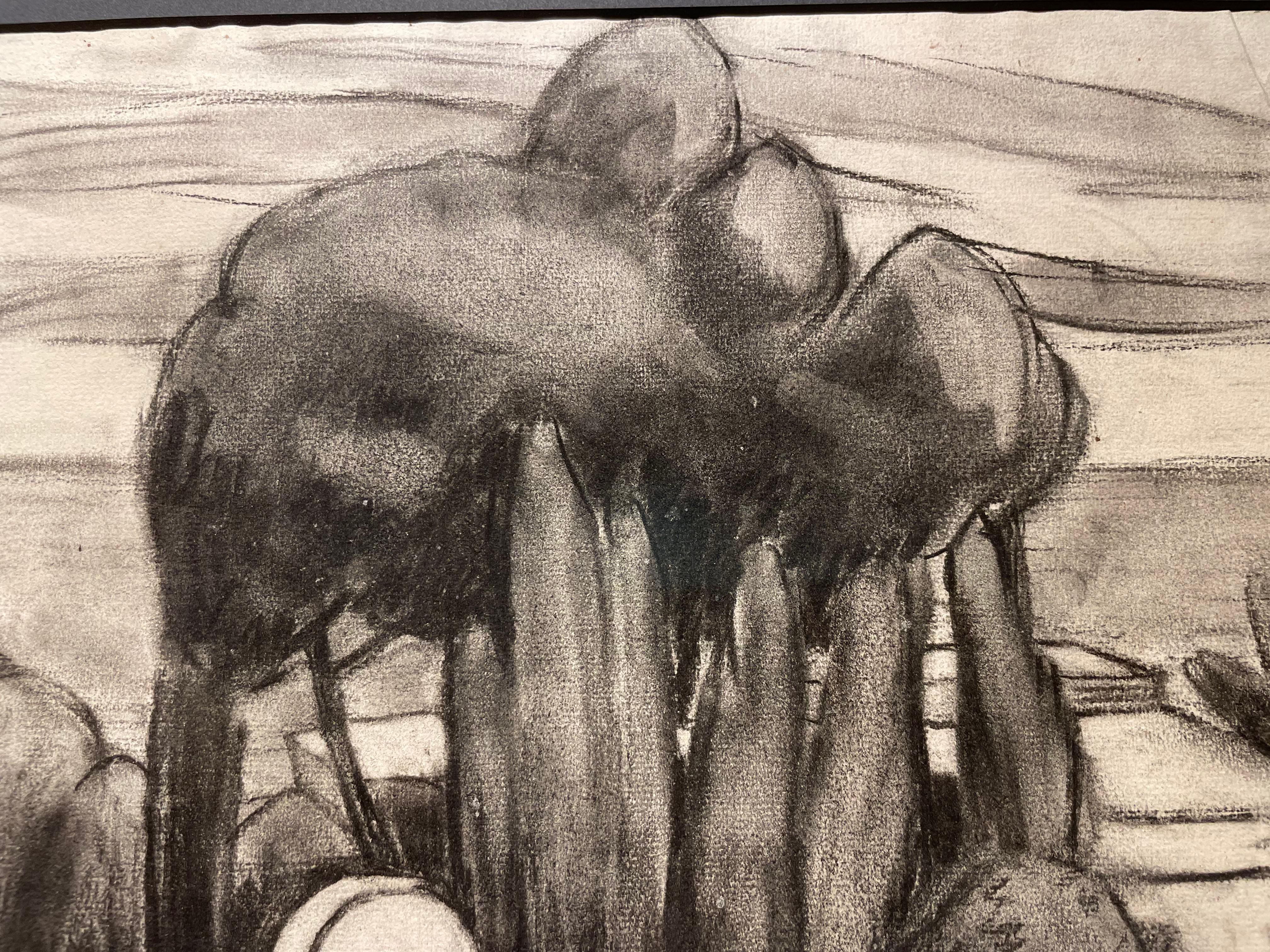 Villa Giardino, dessin au fusain du 20e siècle par une artiste féminine de l'école de Cleveland en vente 6