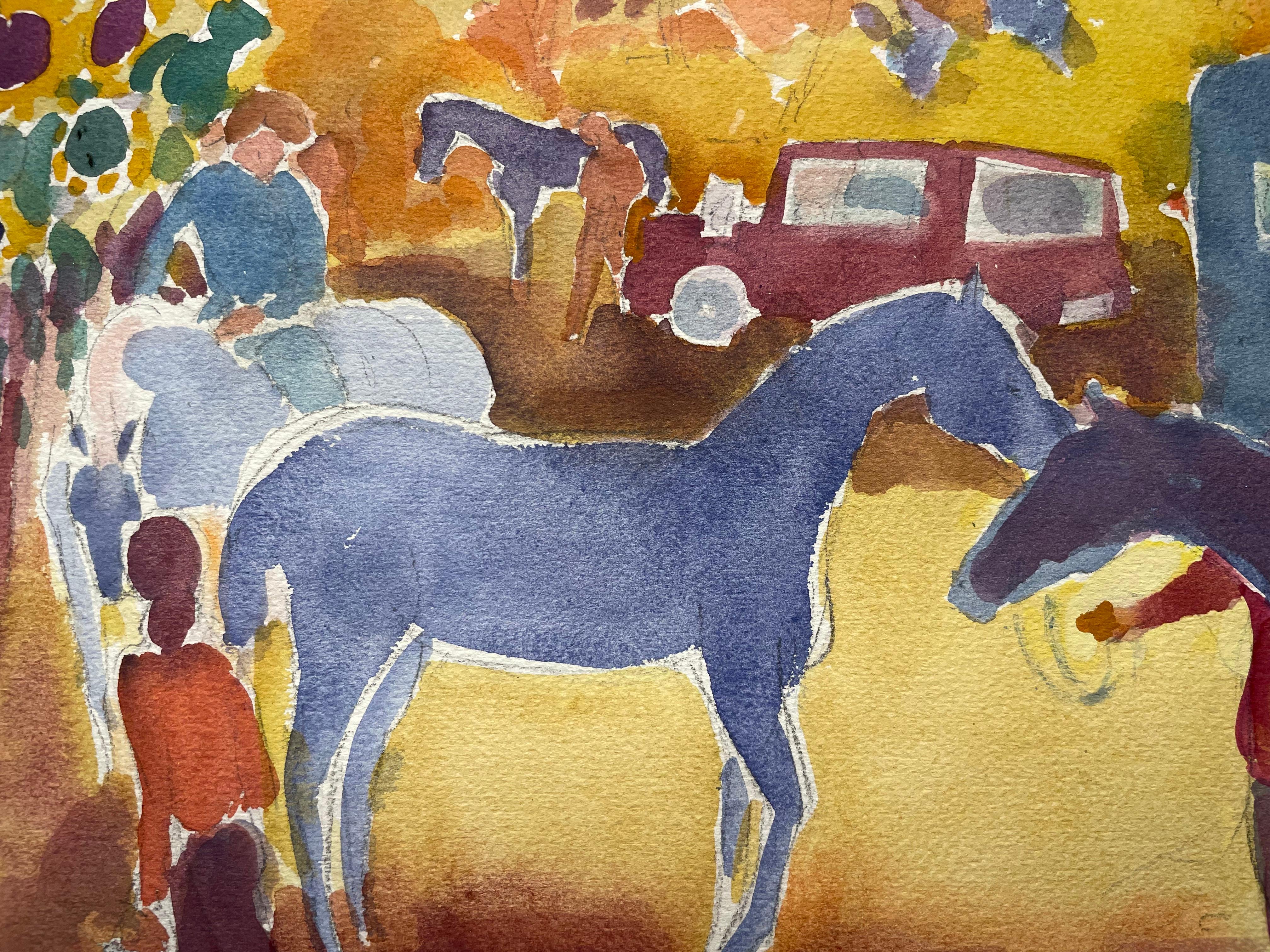 Preparativi per il concorso ippico, Paesaggio agricolo del XX secolo, Artista donna di Cleveland in vendita 4