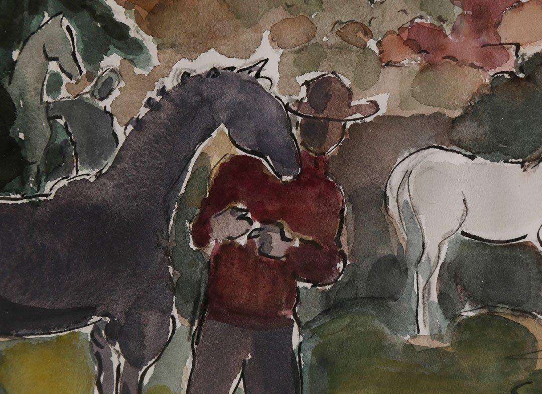 Horses & Trees, 20th Century Landscape Scene, Female Cleveland School Artist For Sale 1