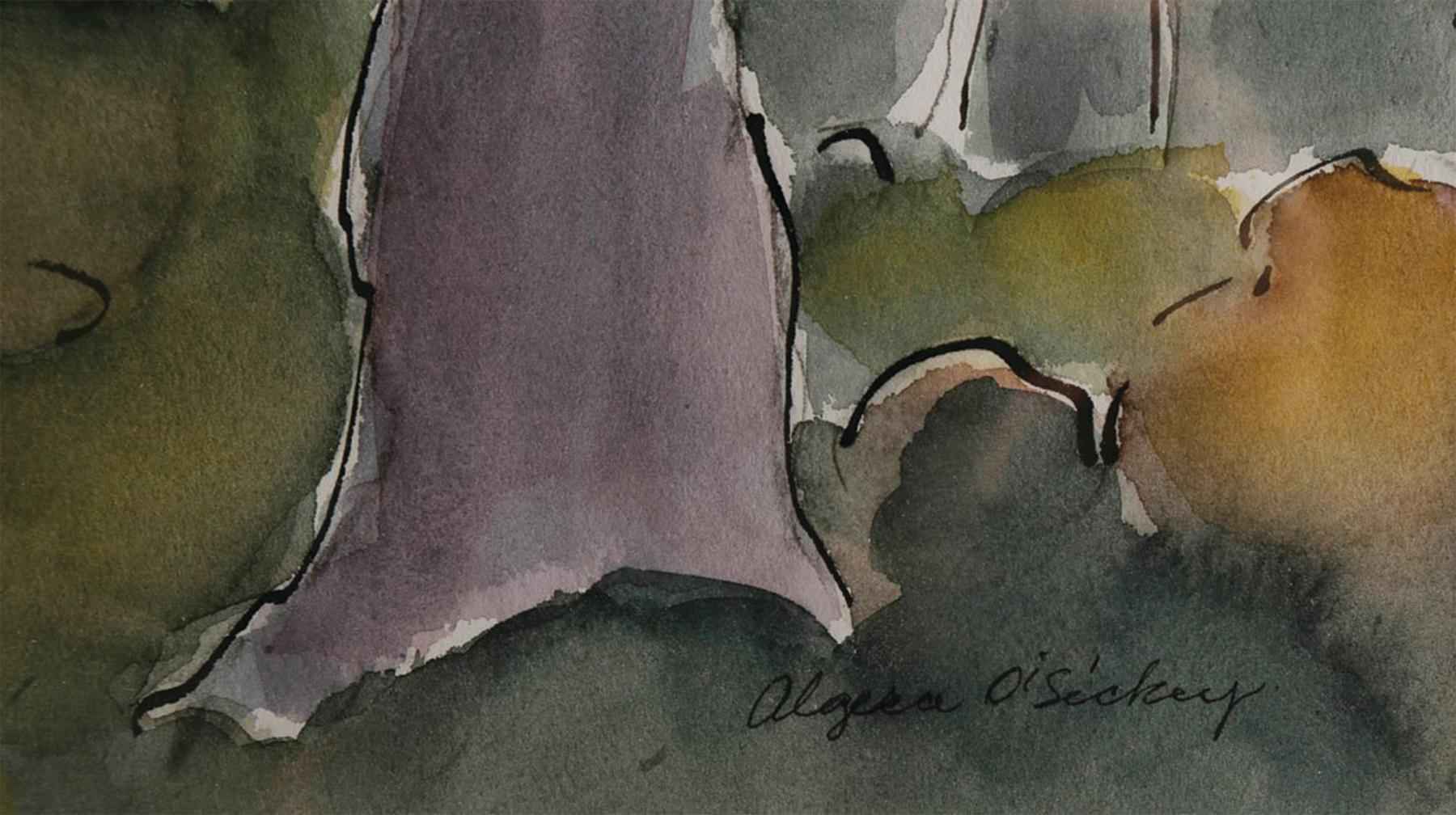 Pferde und Bäume, Landschaftsssszene des 20. Jahrhunderts, Künstlerin der Cleveland School im Angebot 1